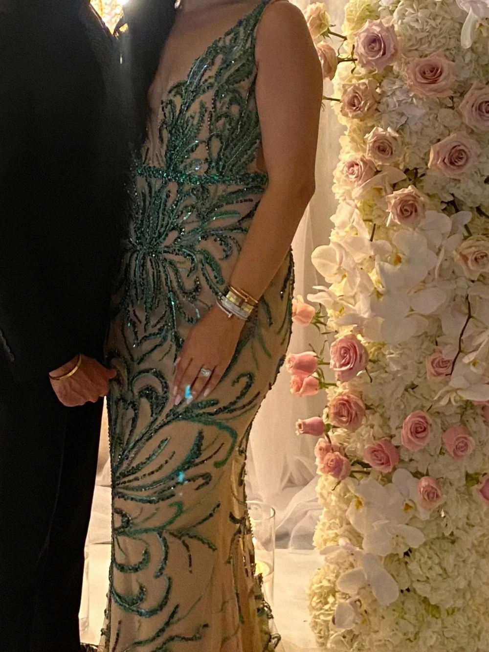 Jovani 60289 Emerald Beaded Nude Illusion Couture Gown Dress Size 10 - Picture 16 of 16